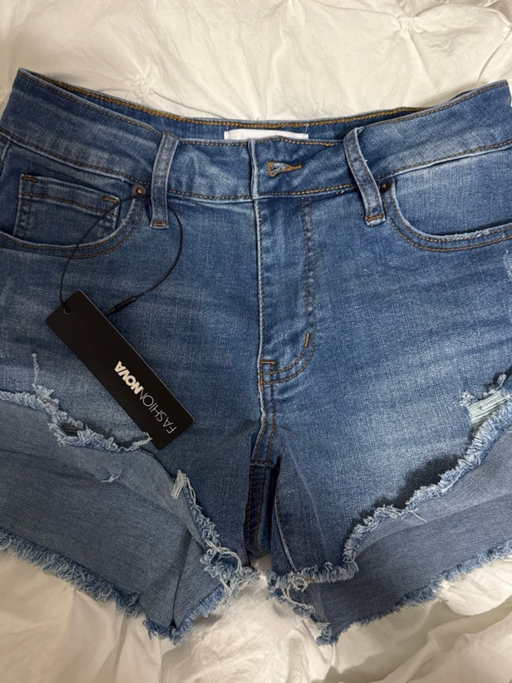 Fashion Nova Medium Wash Denim Shorts